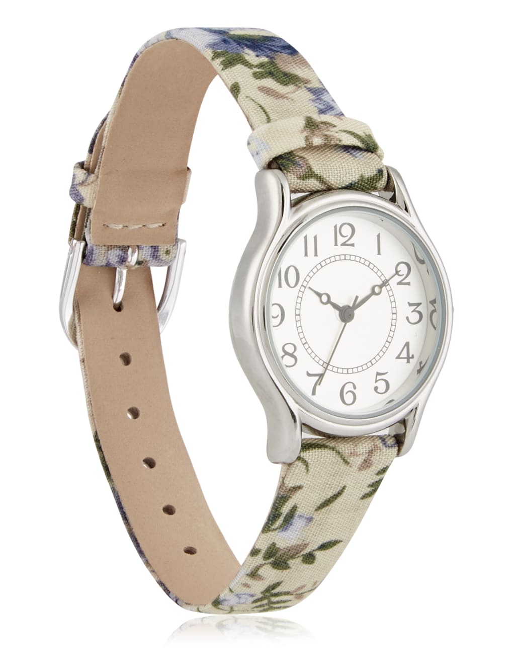 Round Face Botanical Floral Strap Watch M S Collection M S