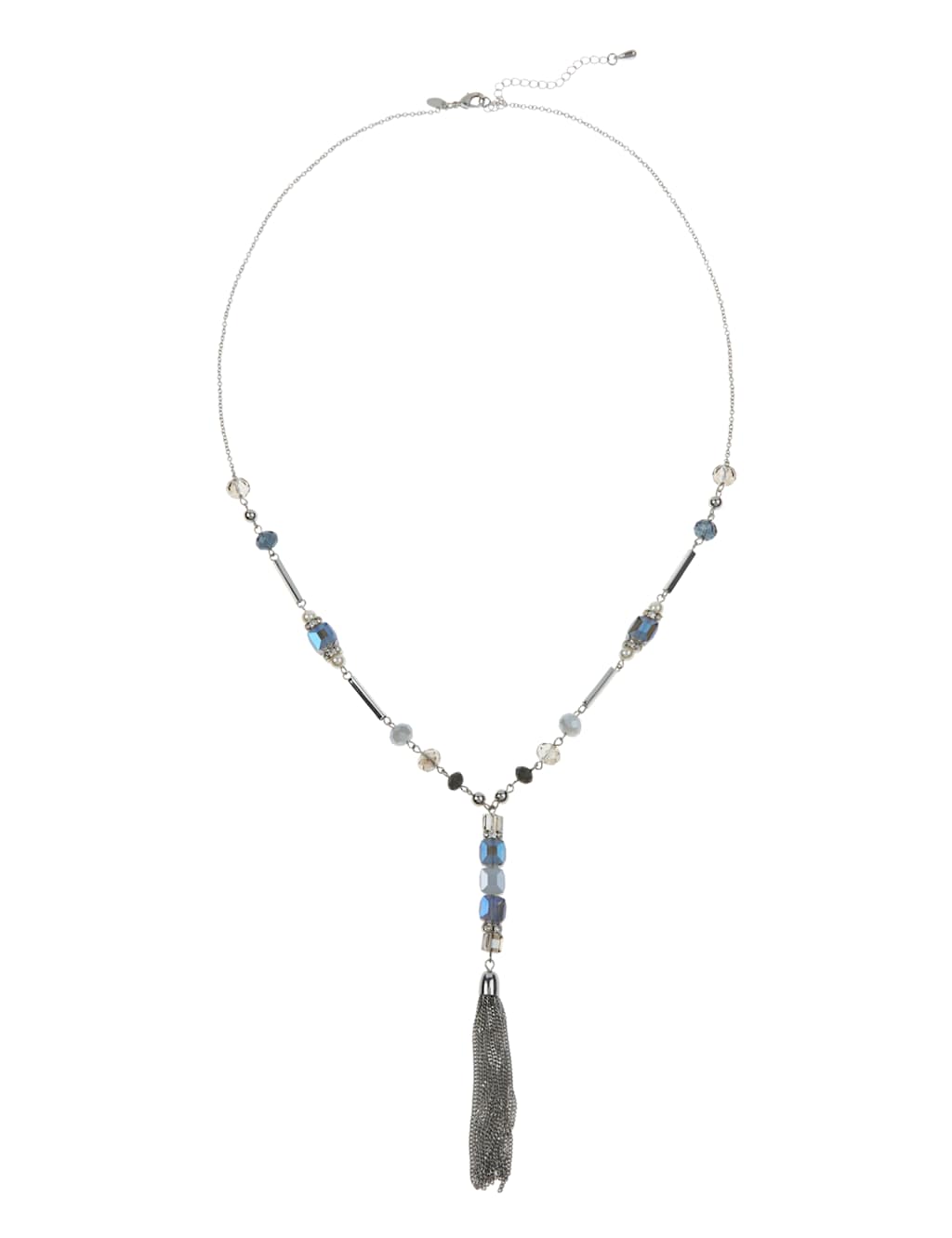 Multi-Faceted Assorted Bead Tassel Necklace 1 of 2