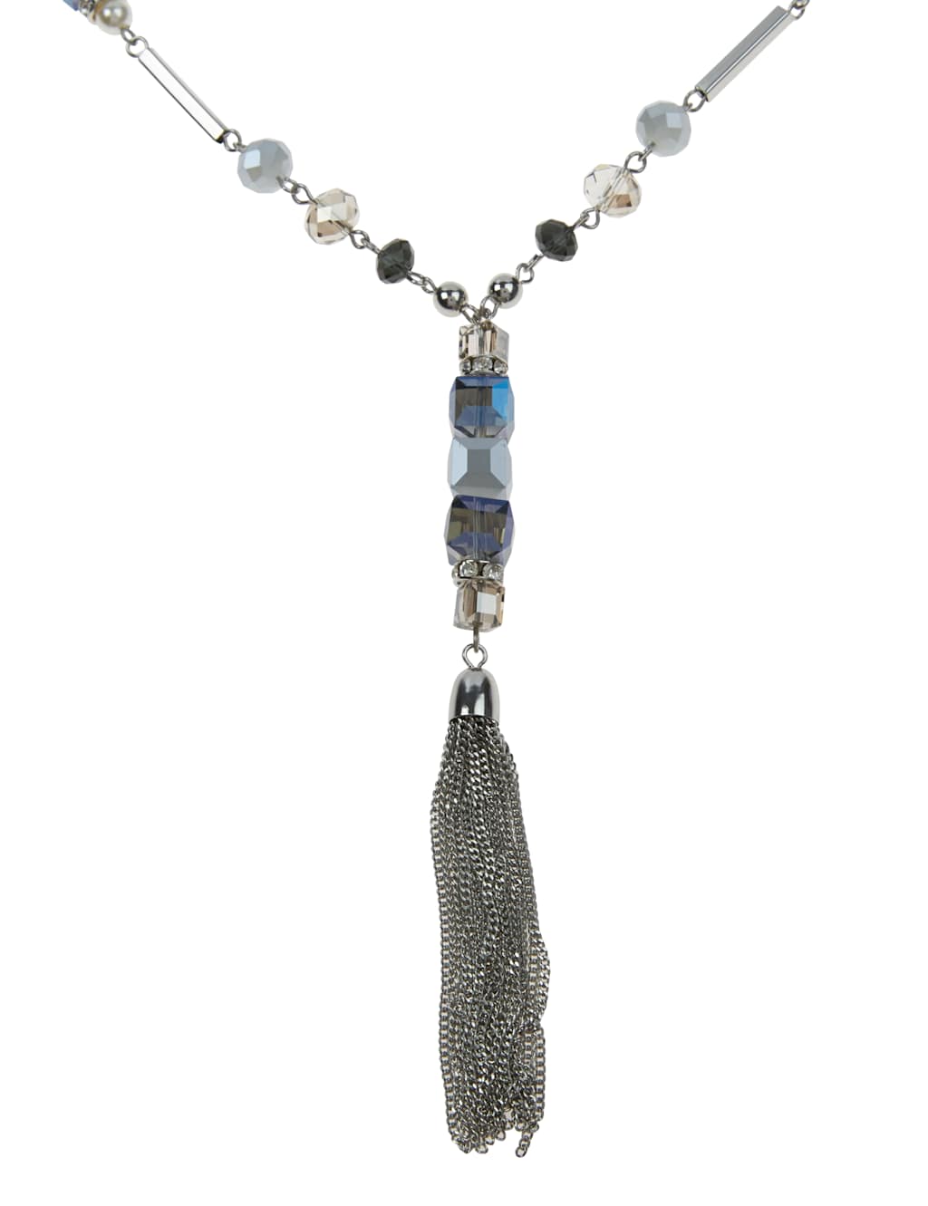 Multi-Faceted Assorted Bead Tassel Necklace 2 of 2