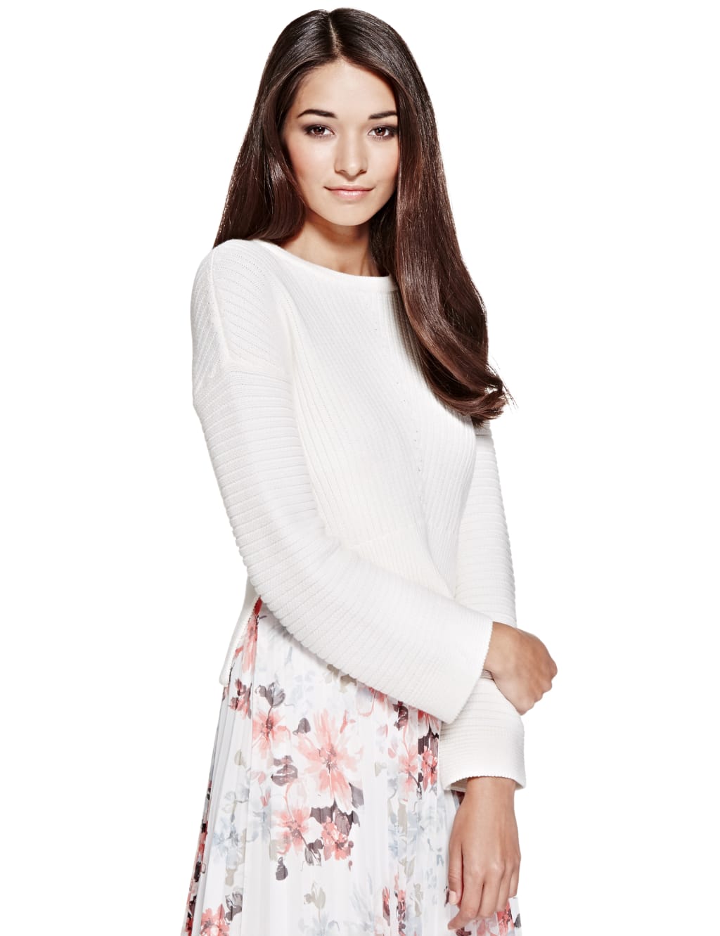 Pure Cotton Wide Sleeve Cropped Jumper 1 of 6