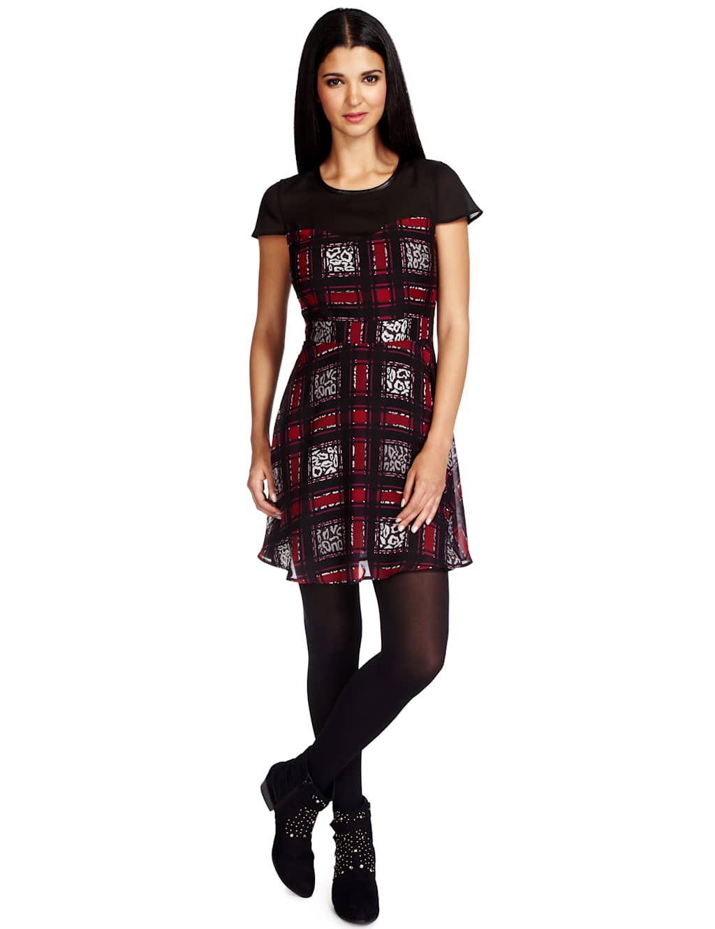 Tartan Print Fit & Flare Dress 1 of 7