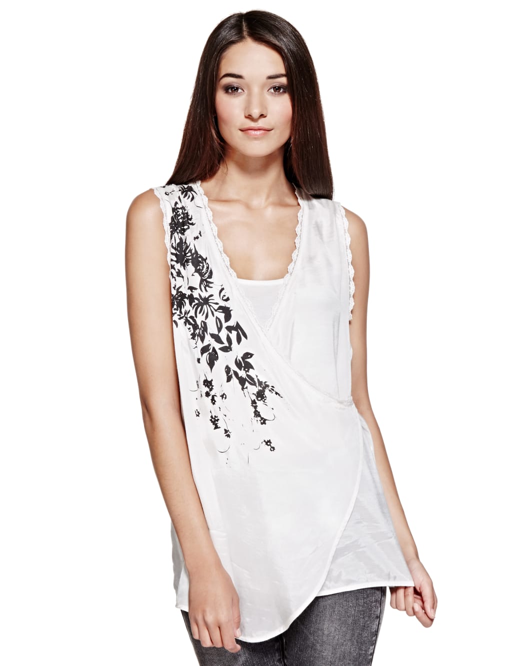 Printed Tunic Wrap Top 1 of 6