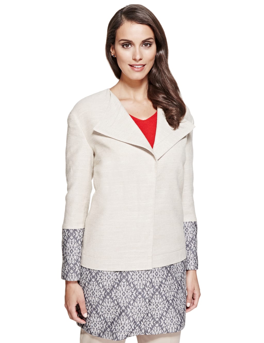 Jacquard Trim Coat with Wool 1 of 6