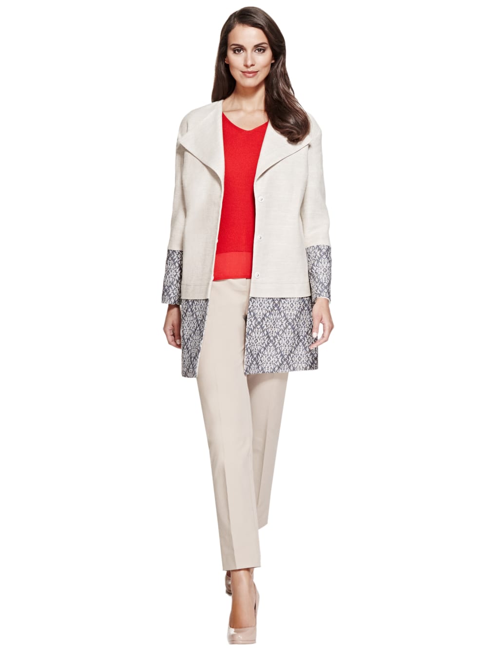 Jacquard Trim Coat with Wool 5 of 6
