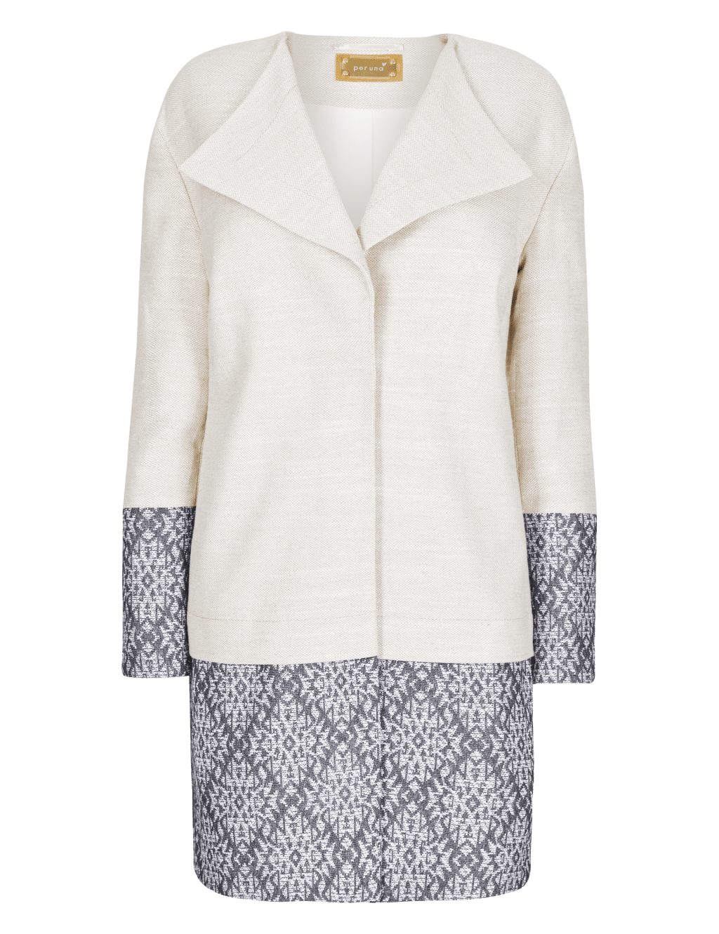 Jacquard Trim Coat with Wool 2 of 6
