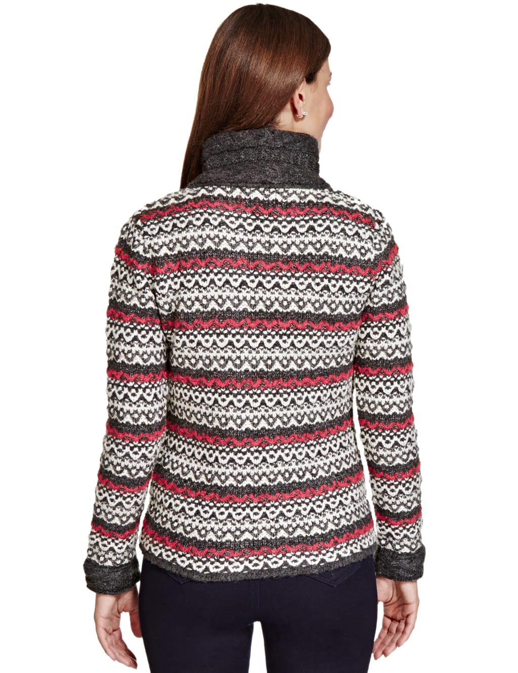 Zig Zag Stitch Funnel Neck Coatigan 4 of 4