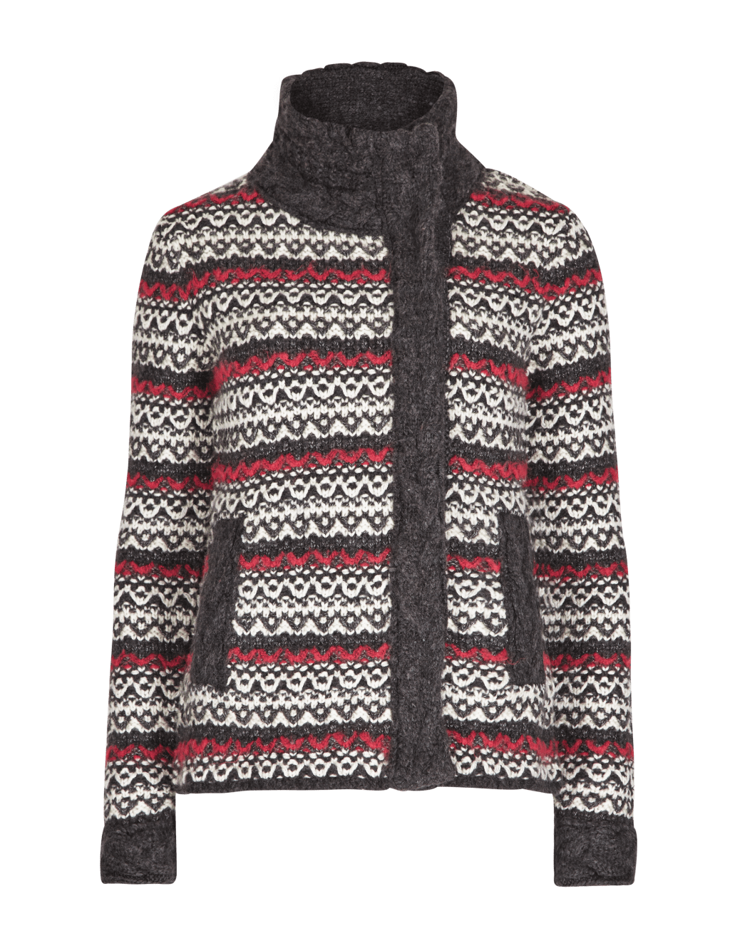 Zig Zag Stitch Funnel Neck Coatigan 2 of 4