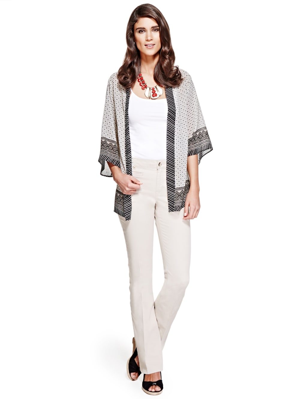 Border Print Kimono Wrap Top 5 of 6