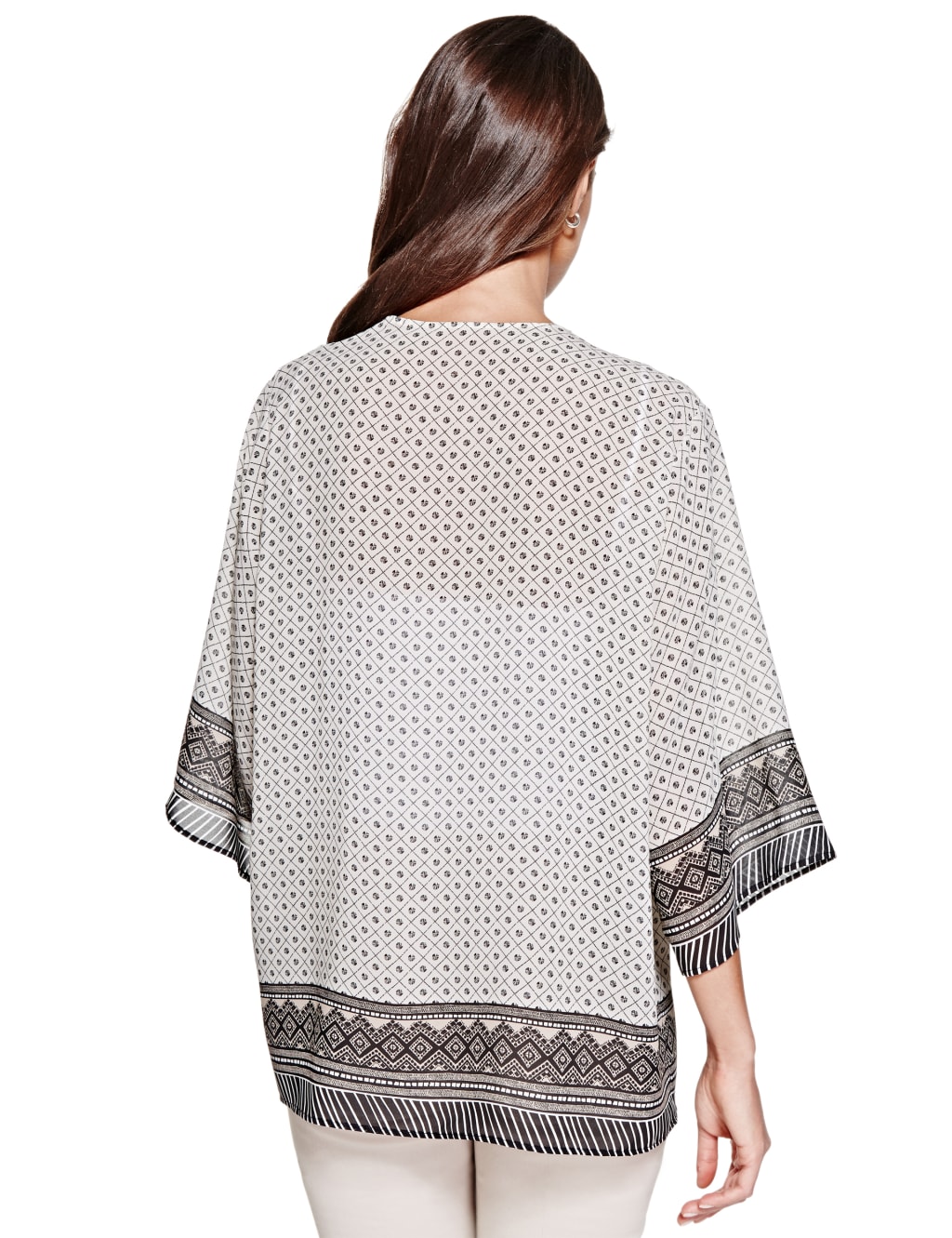 Border Print Kimono Wrap Top 6 of 6