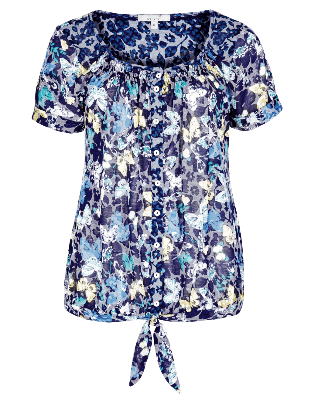 Butterfly Print Front Tie Blouse 2 of 5