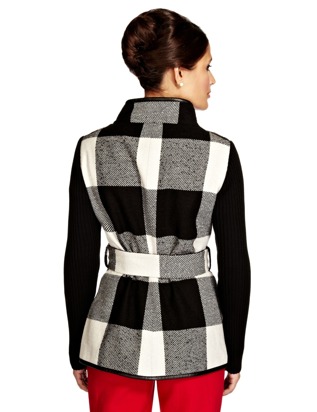 Checked & Belted Jacket with Wool 6 of 8