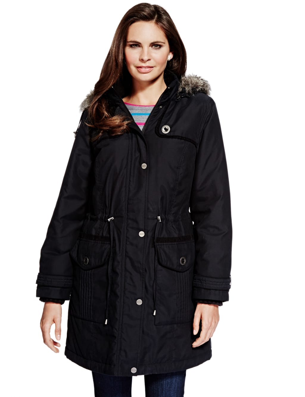 Detachable faux fur hood trim on sale