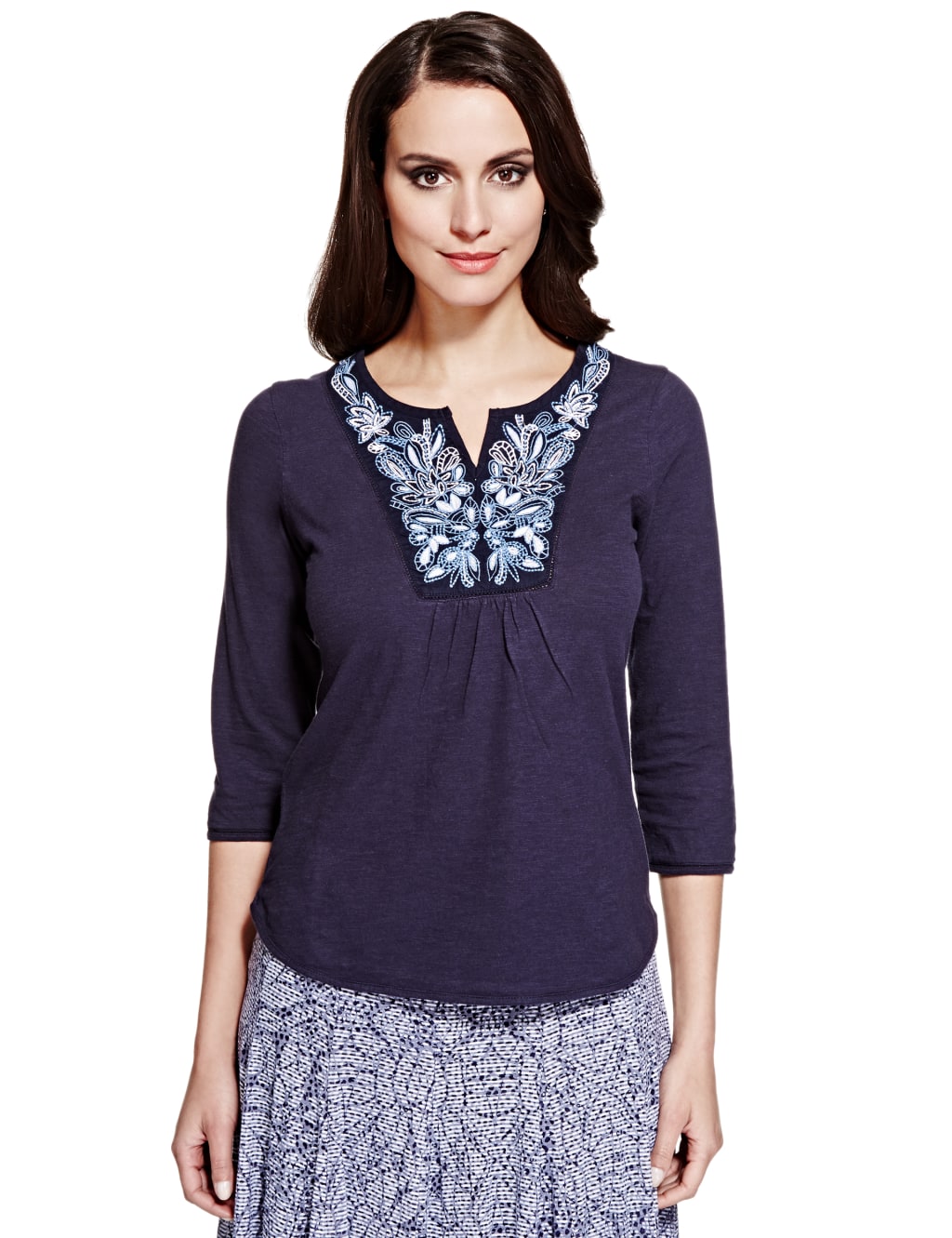 Pure Cotton Floral Embroidered Top 1 of 6
