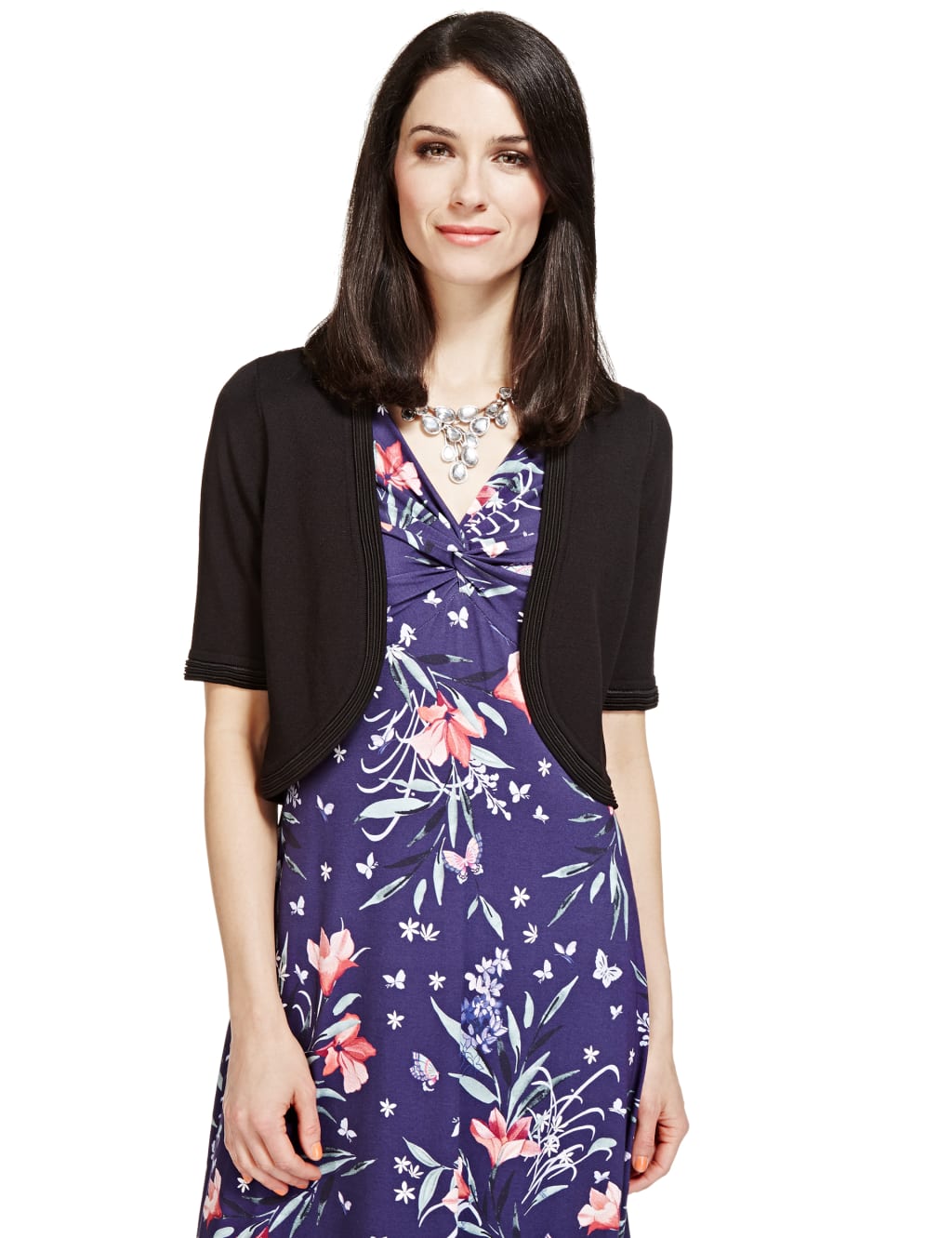 Floral Lace Back Dress Cardigan 1 of 4