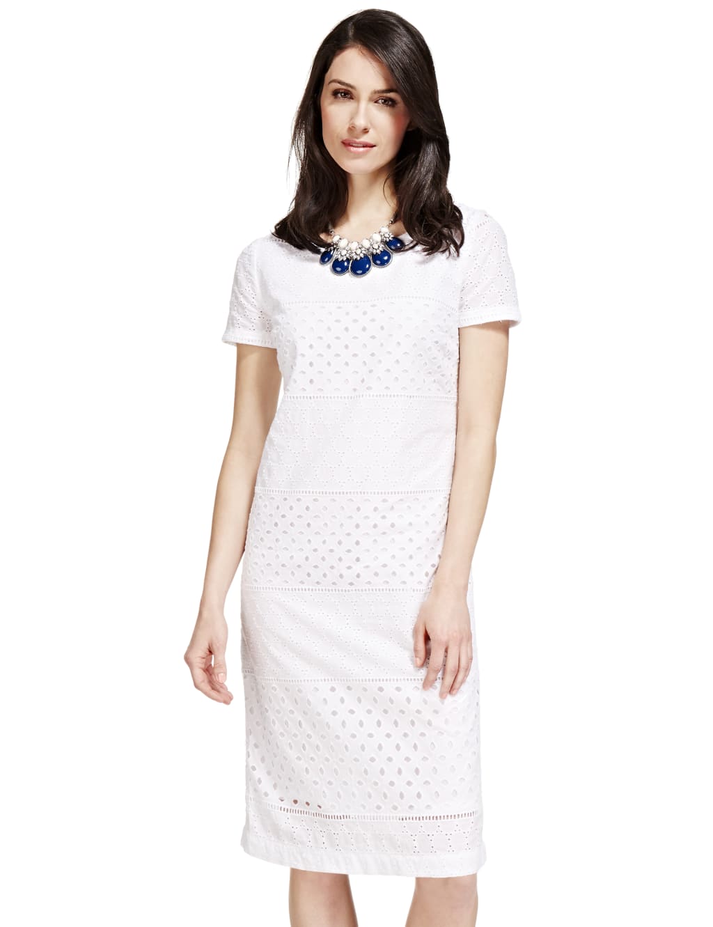 Pure Cotton Broderie Shift Dress 1 of 4