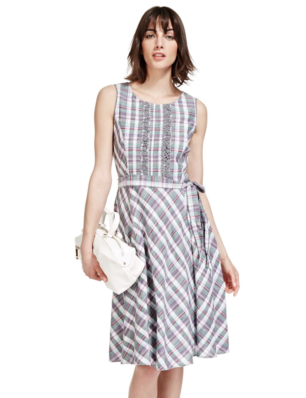 Checked Fit Flare Prom Dress Per Una M S