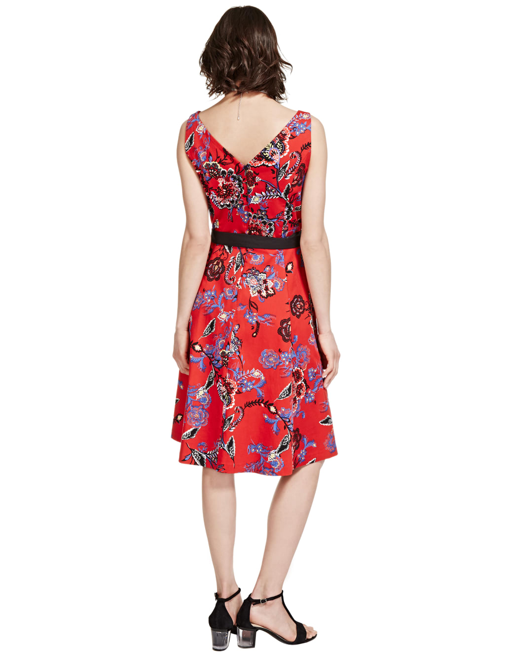 Cotton Rich Fit Flare Floral Prom Dress Per Una M S