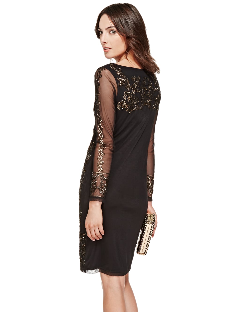 Sequin Embellished Mesh Shift Dress 4 of 4