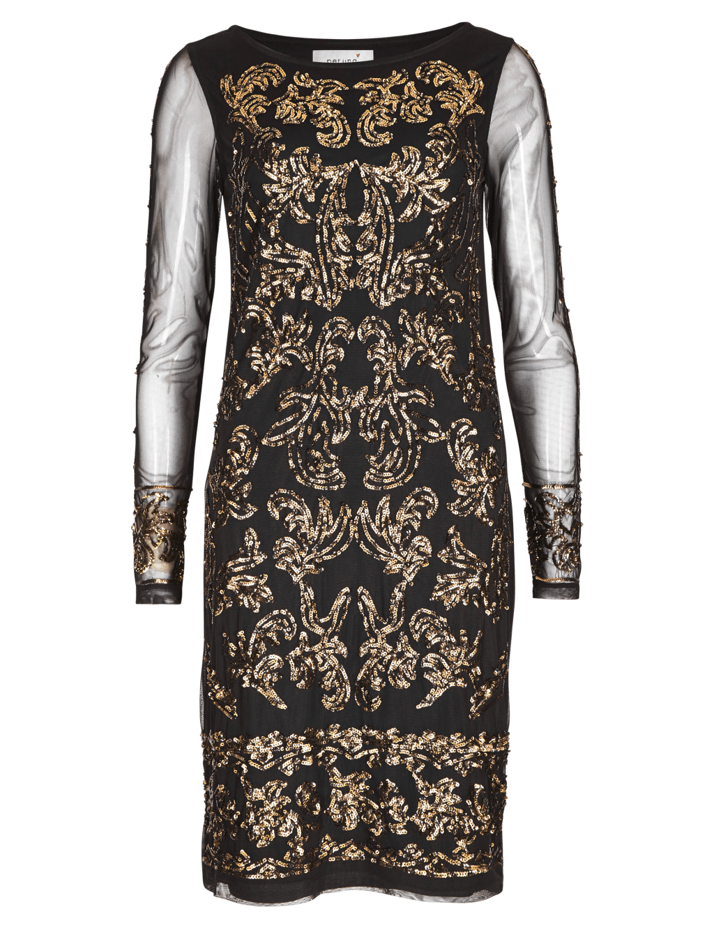 Sequin Embellished Mesh Shift Dress 2 of 4