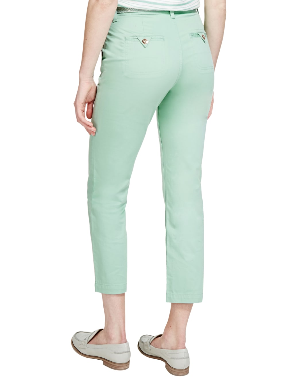 Roma Rise Cotton Rich Straight Leg Cropped Trousers with Belt 4 of 4