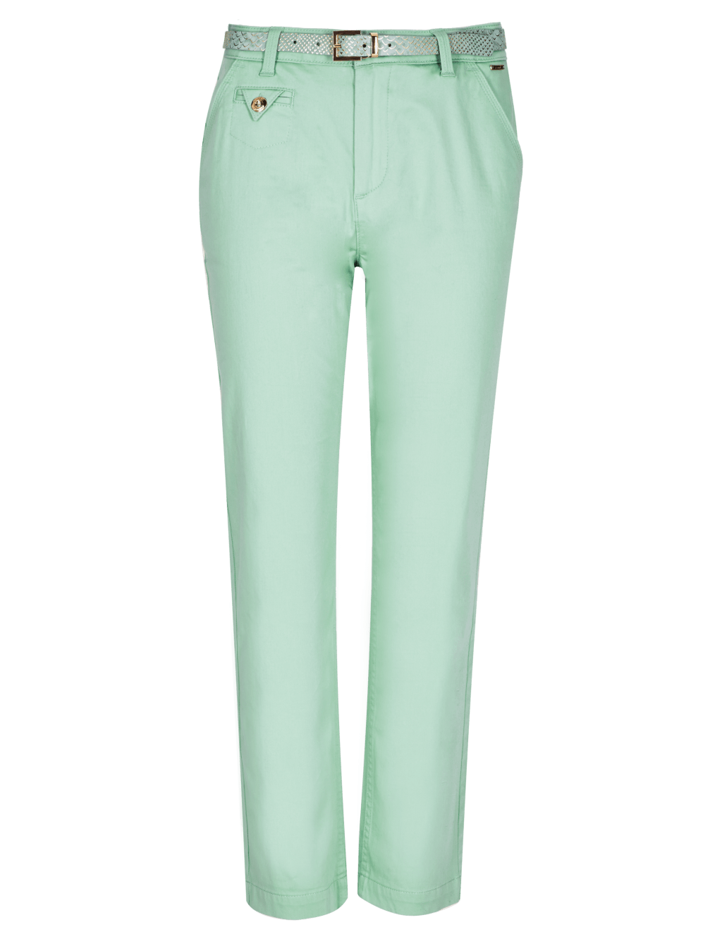 Roma Rise Cotton Rich Straight Leg Cropped Trousers with Belt 2 of 4