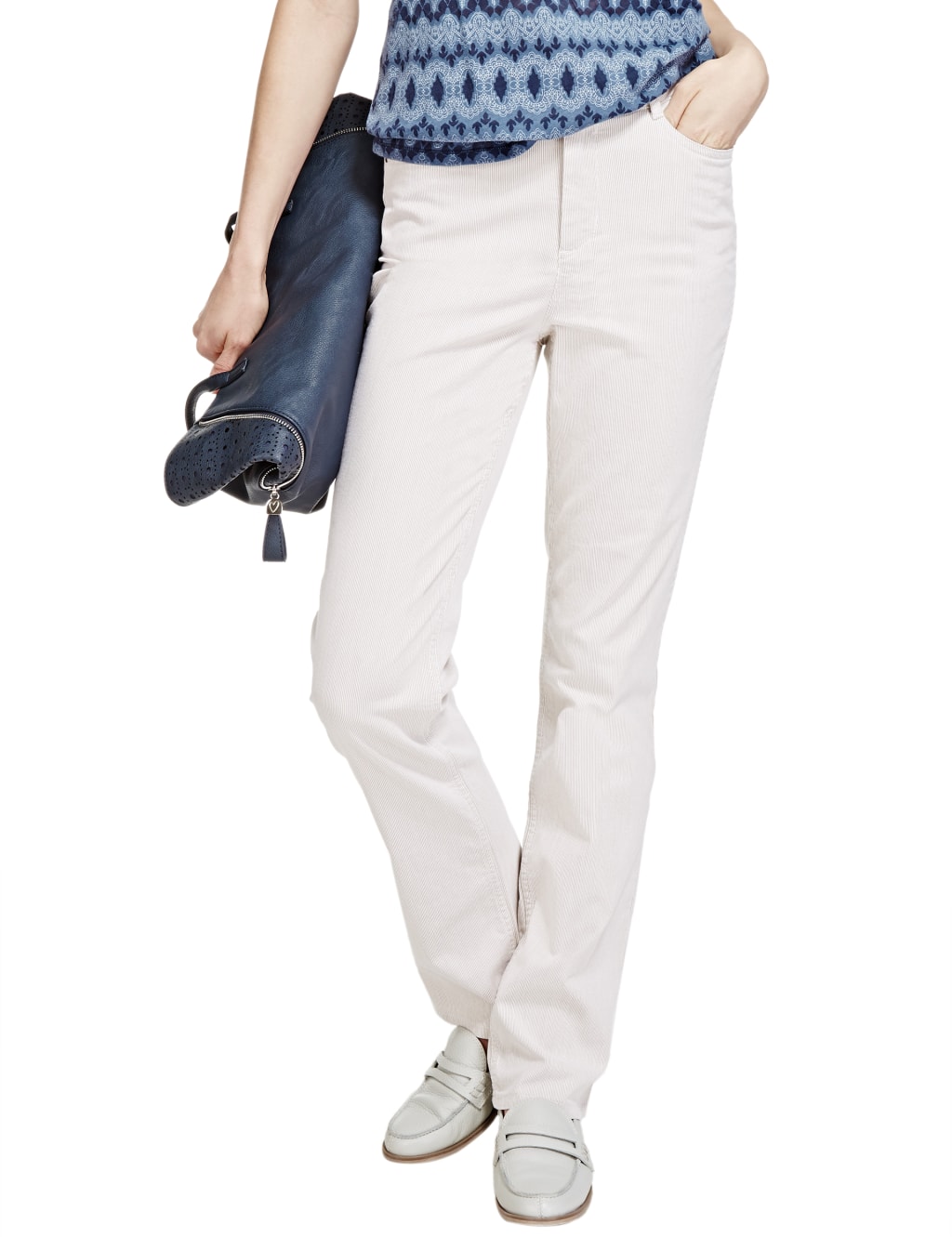 Roma Rise Cotton Rich Straight Leg Trousers 1 of 4