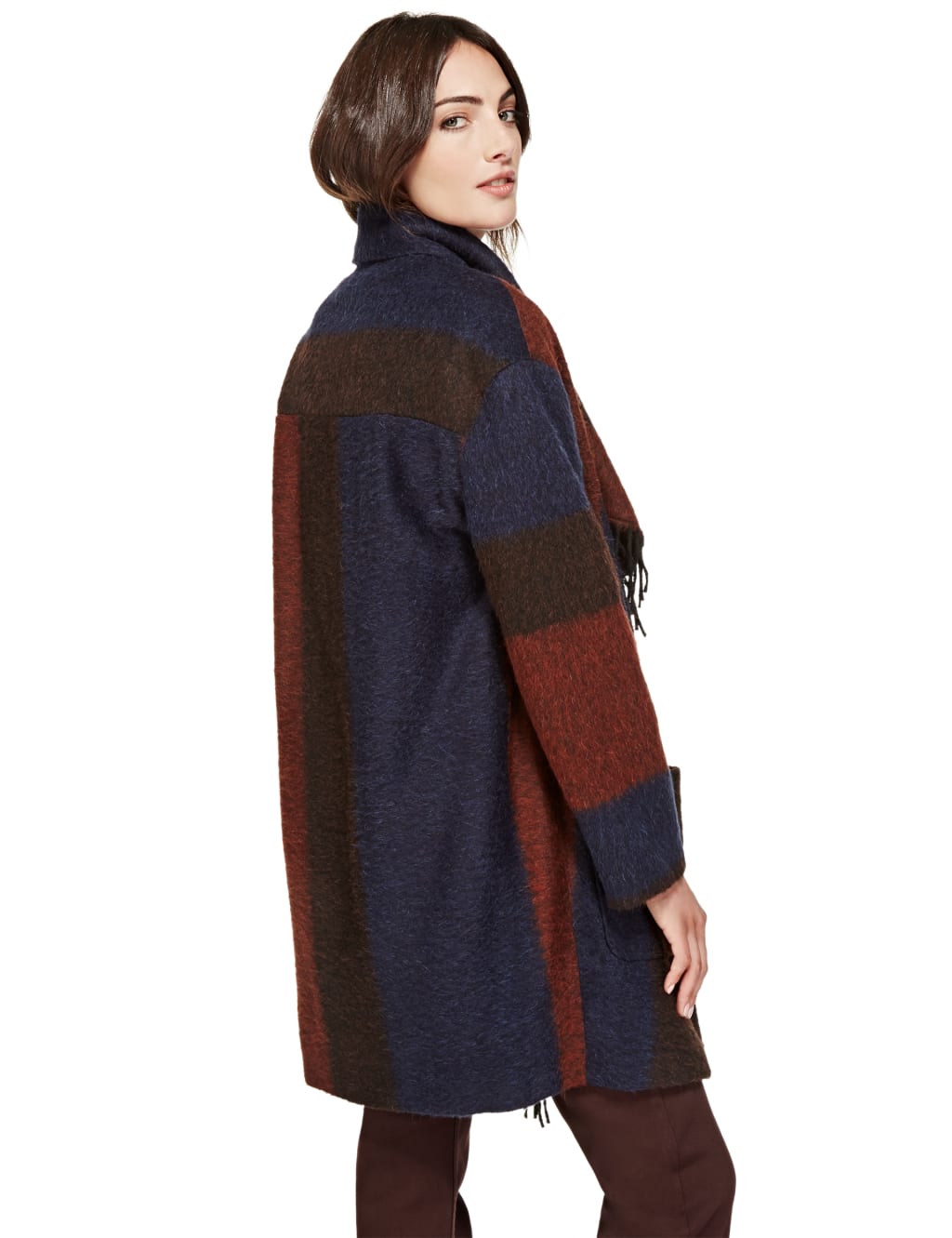 Fringed & Striped Blanket Coat with Wool 4 of 4