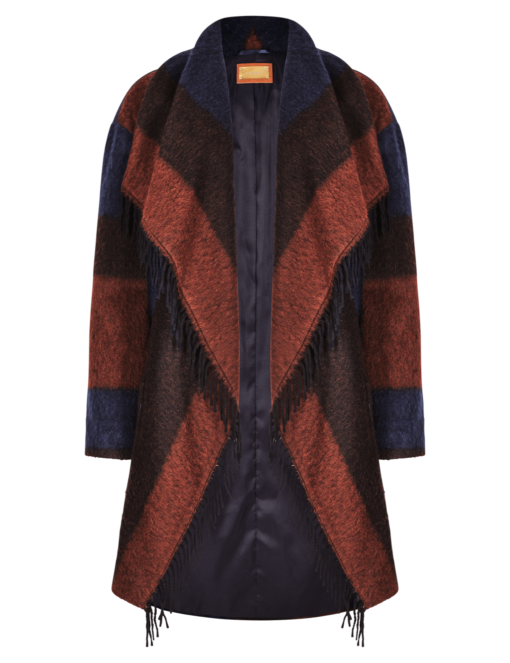 Fringed & Striped Blanket Coat with Wool 2 of 4