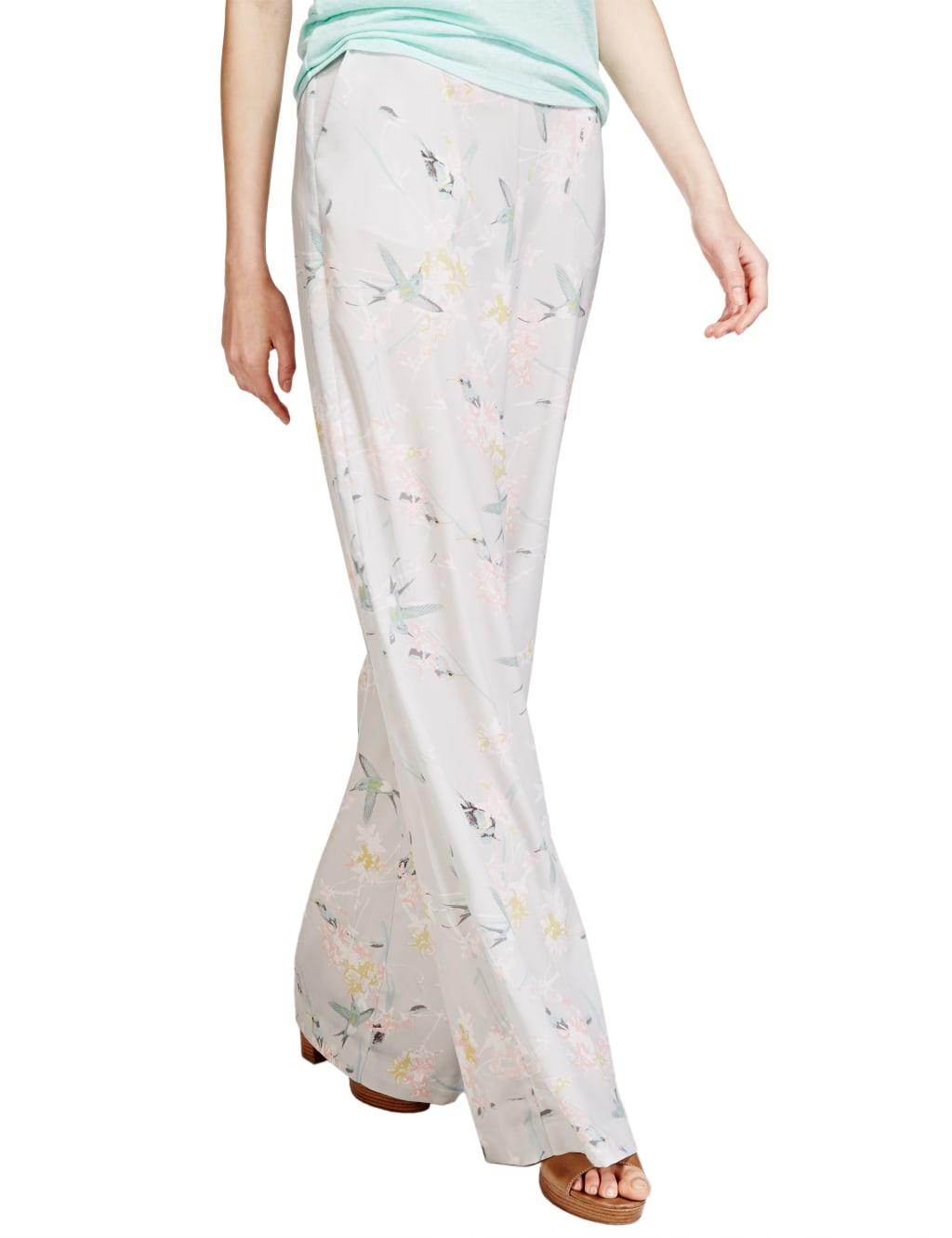 Humming Bird Print Wide Leg Trousers Limited Edition M S