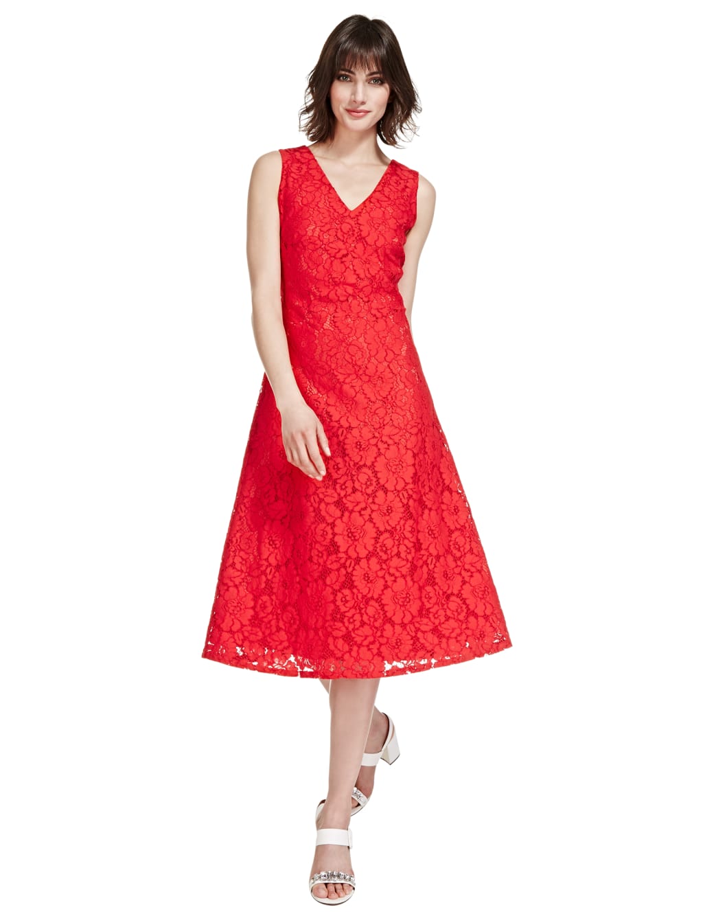 Cotton Rich Floral V-Neck Skater Dress 1 of 4