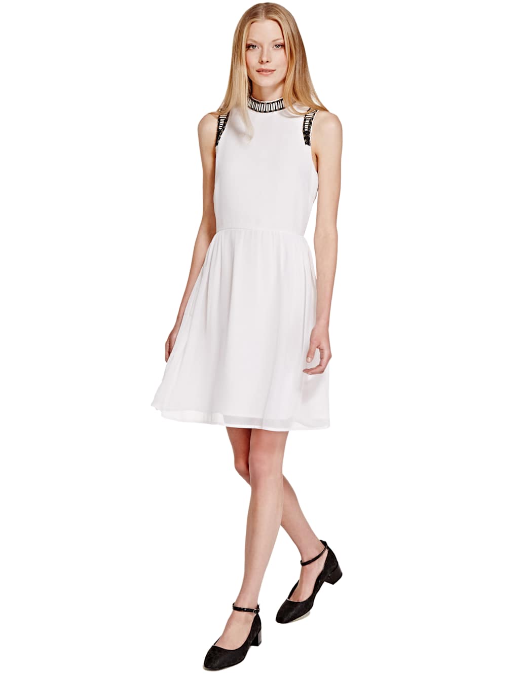 Fit & Flare Embellished Trim Dress 1 of 4