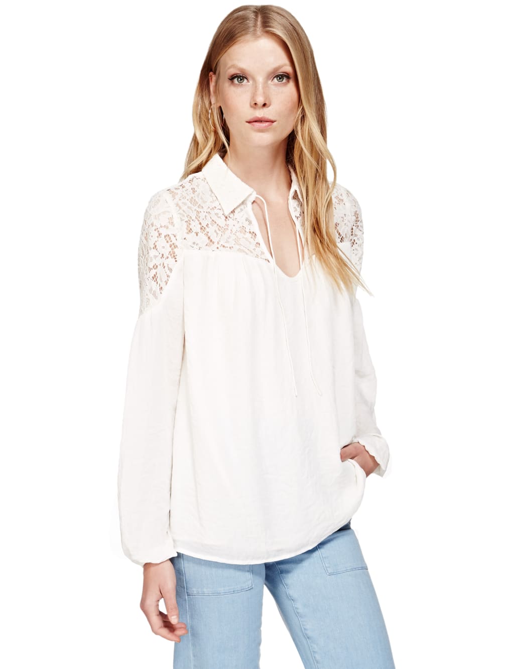 Lace peasant blouse sales
