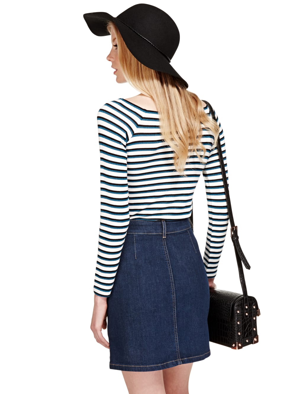 Metallic Effect Bardot Striped Top 4 of 4