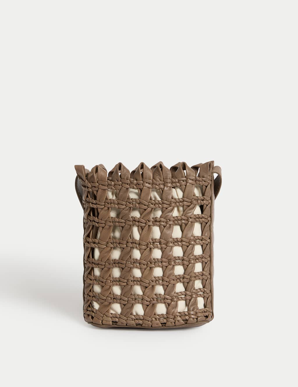 Pure Leather Woven Cross Body Bag 3 of 4