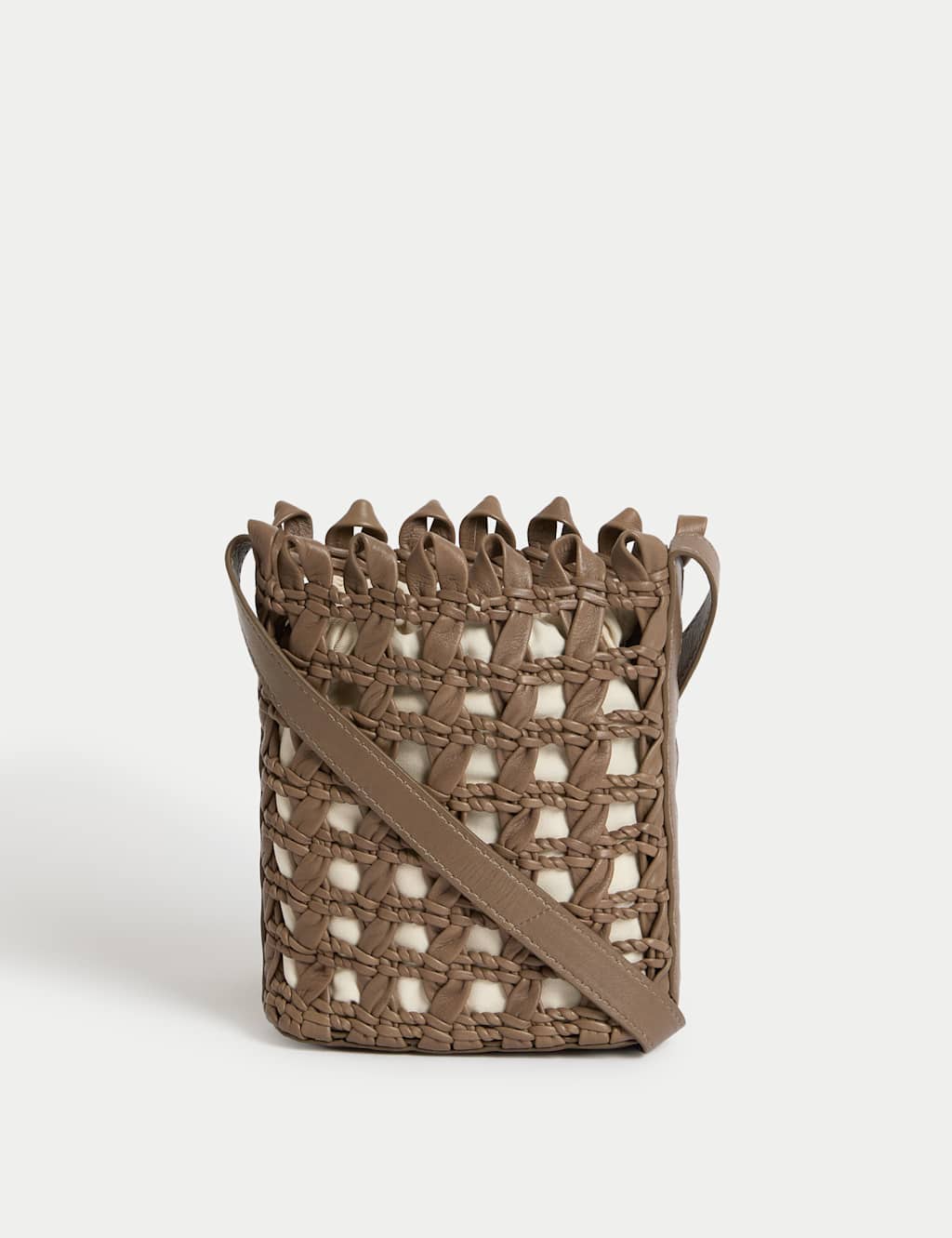 Pure Leather Woven Cross Body Bag 1 of 4