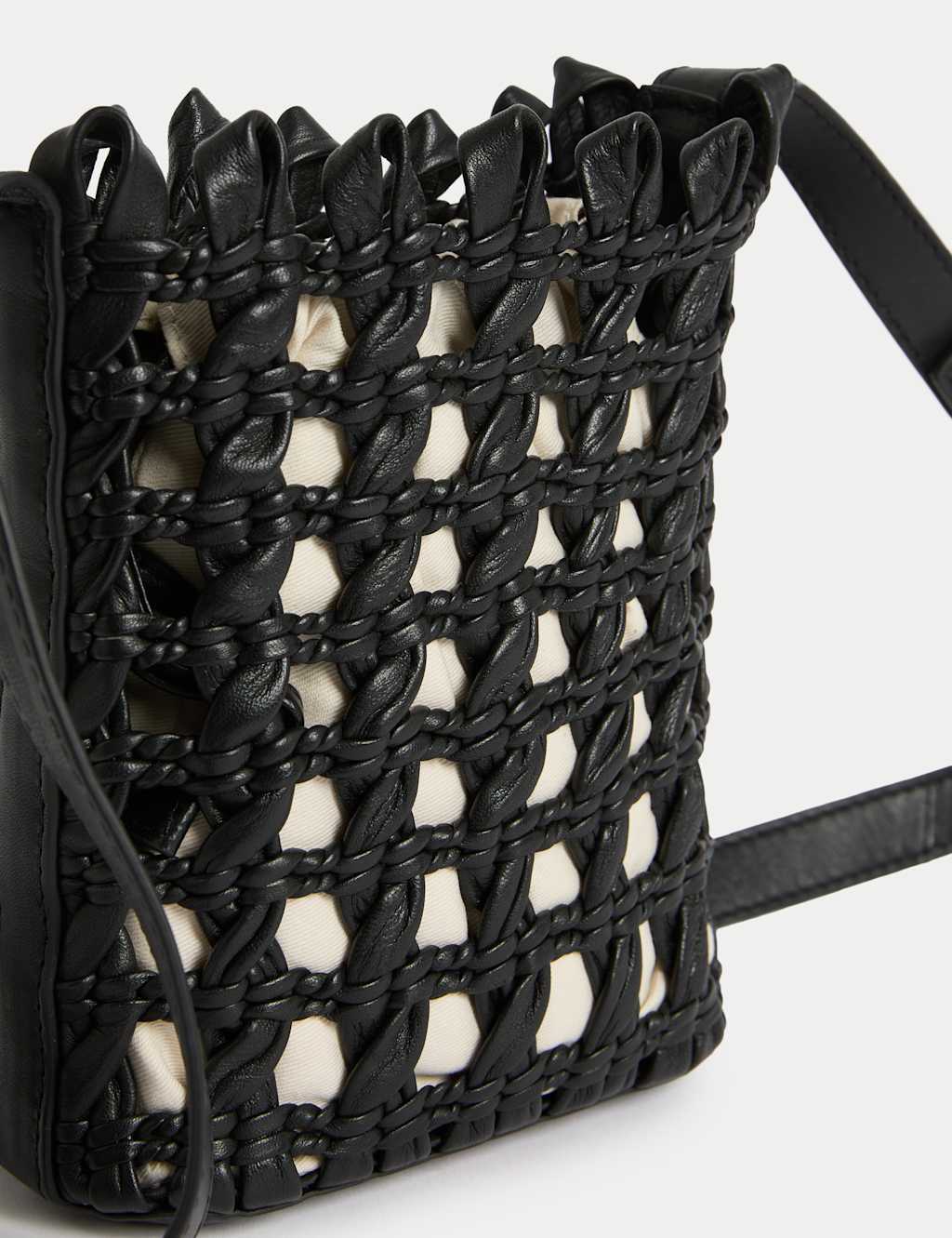 Pure Leather Woven Cross Body Bag 3 of 5