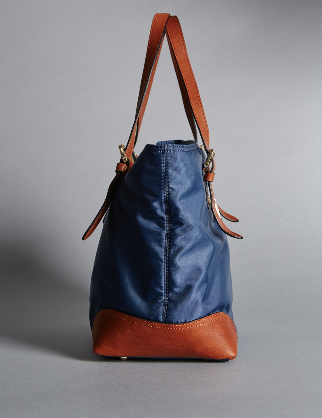 Leather Trim Double Handle Small Tote Bag 3 of 7