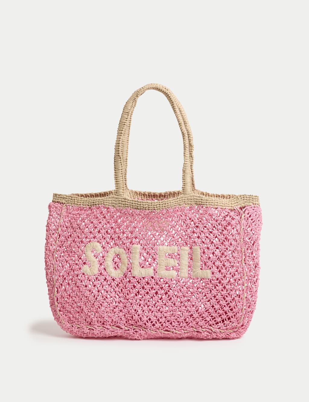 Straw & Jute Macramé Beach Tote Bag 1 of 4