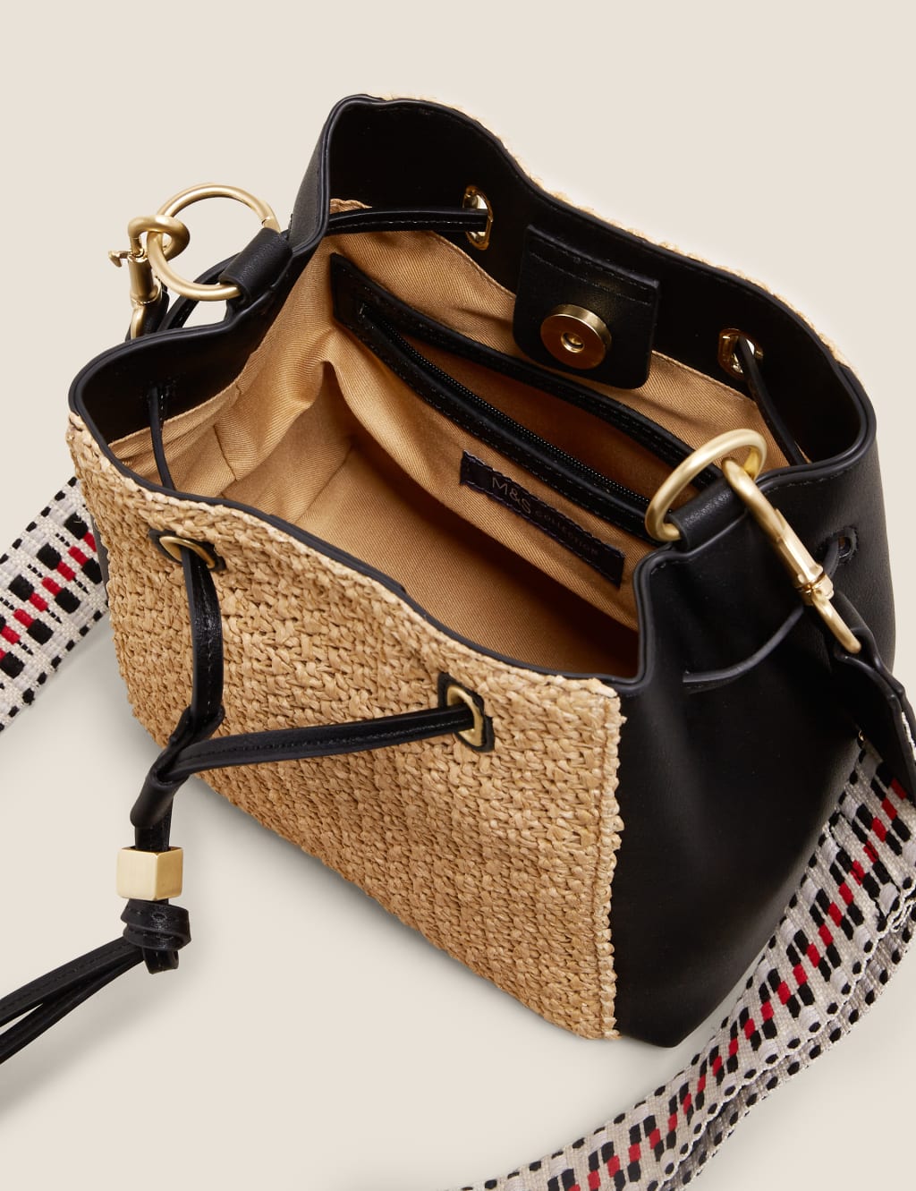 Straw Drawstring Cross Body Bag M S Collection M S