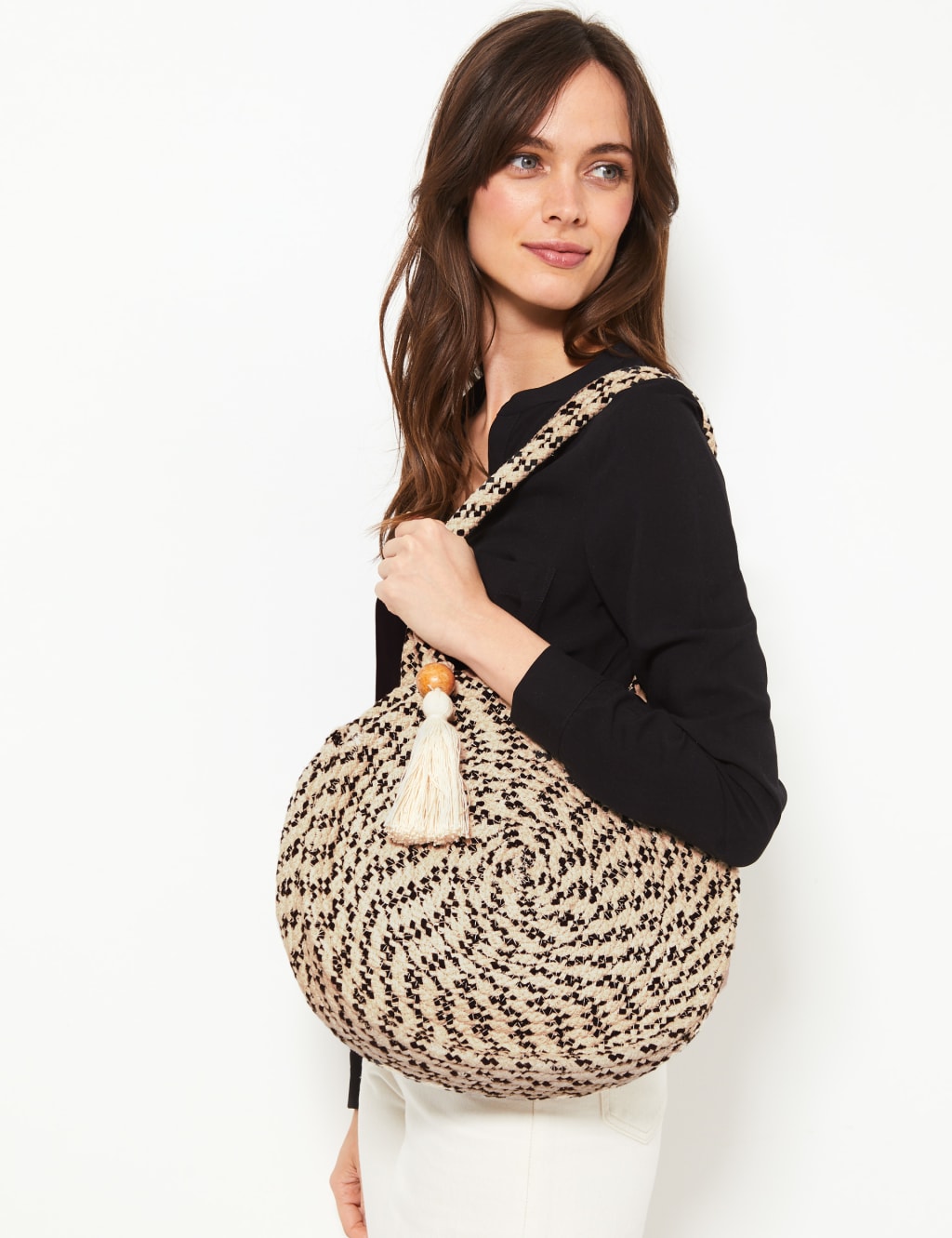 Straw circle tote bag cheap