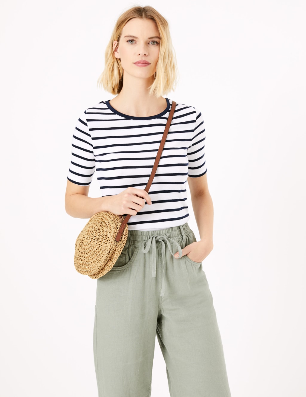 Straw Circle Cross Body Bag M S Collection M S