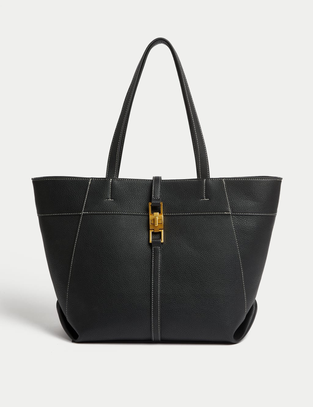 Faux leather tote bag with pockets shop