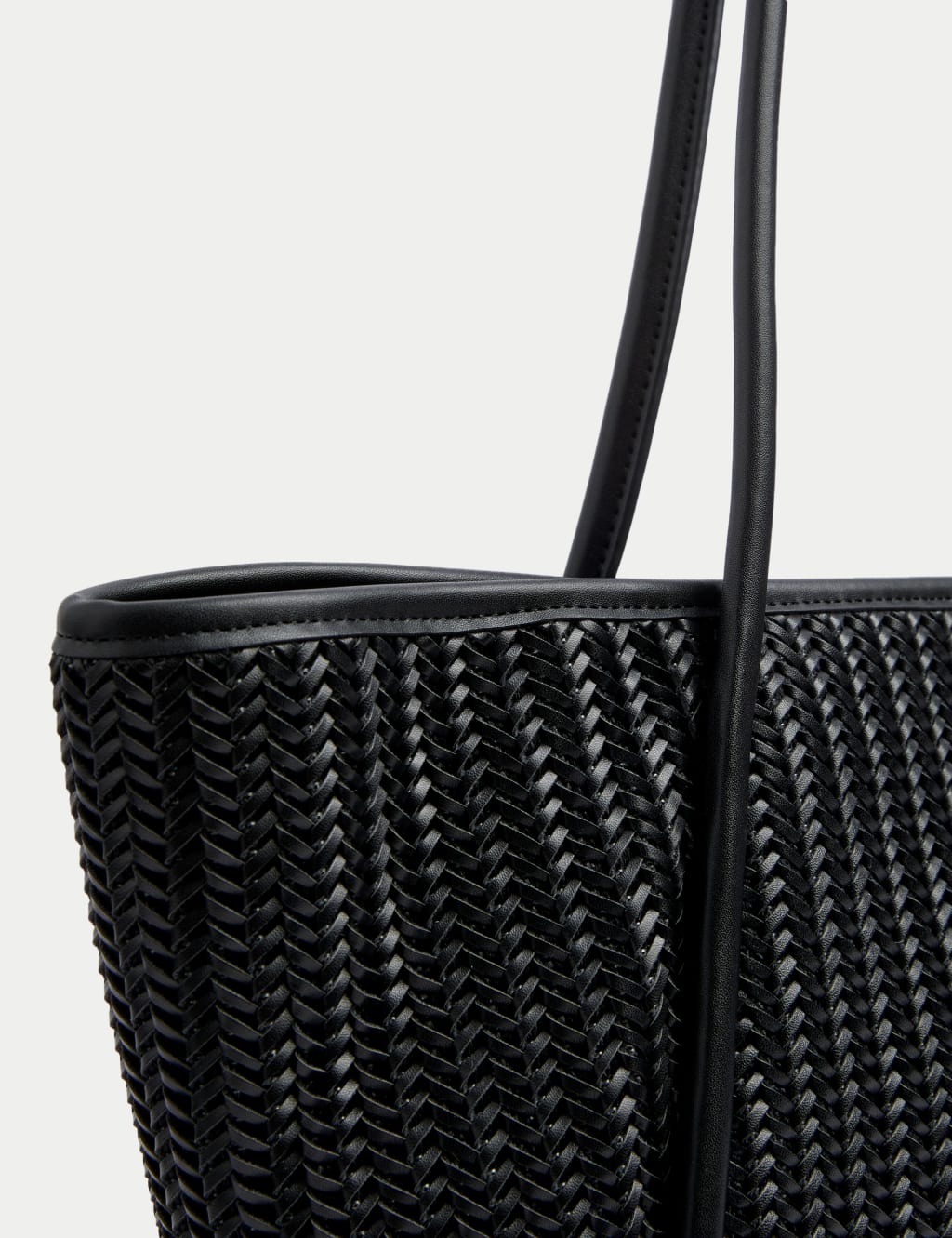 Faux Leather Woven Structured Tote Bag 2 of 4