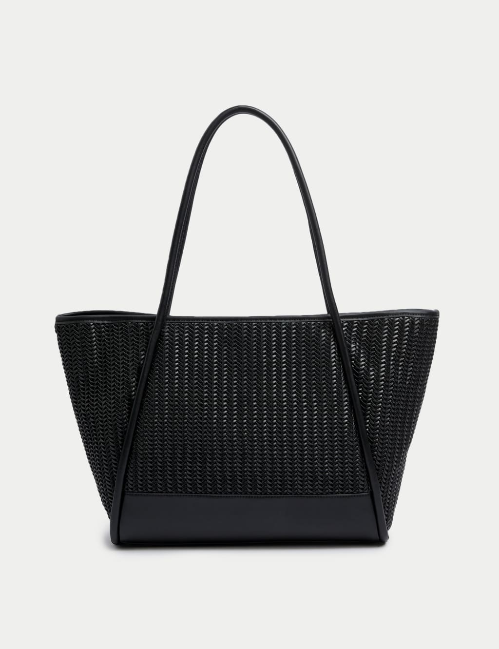 Faux Leather Woven Structured Tote Bag 3 of 4