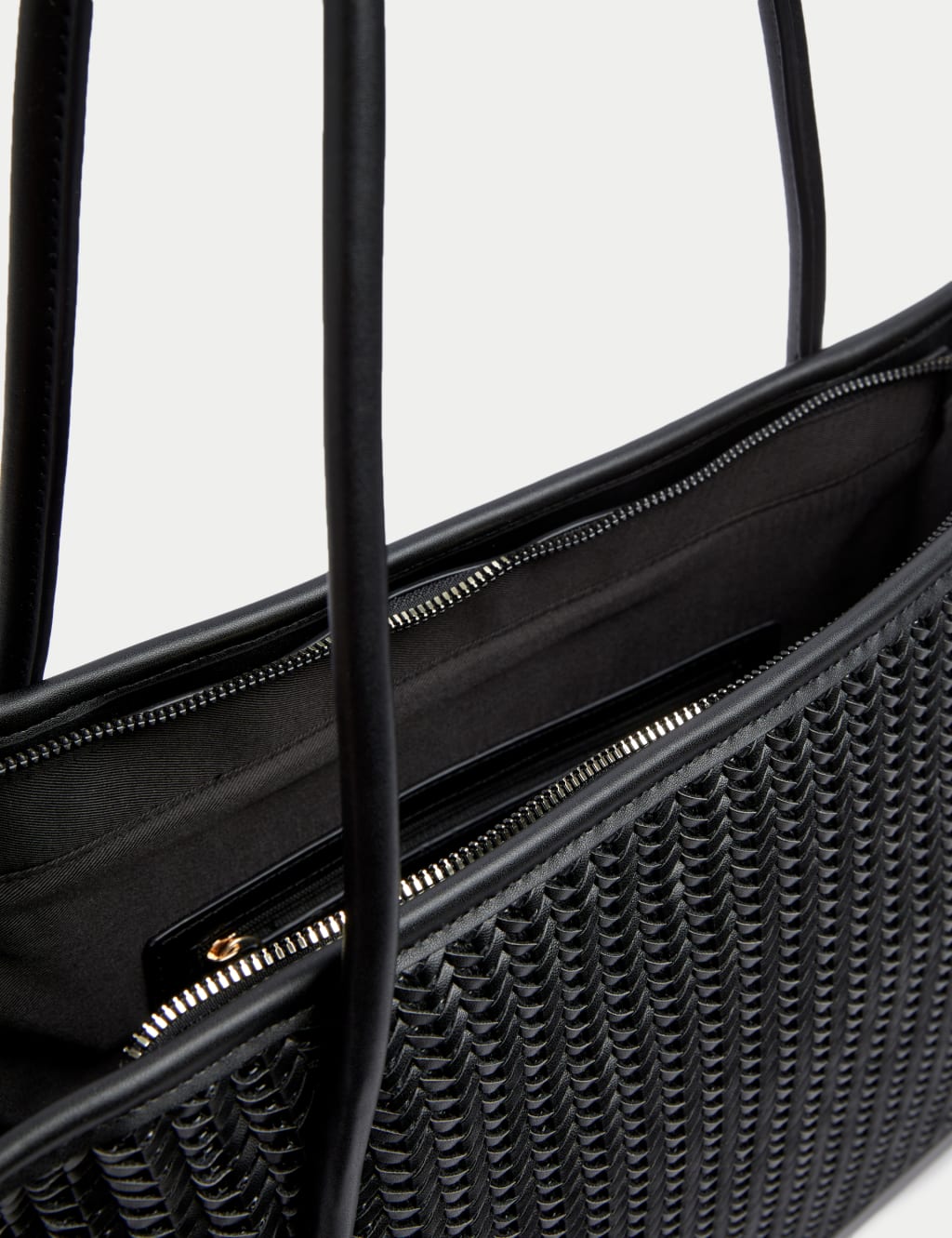 Faux Leather Woven Structured Tote Bag 4 of 4