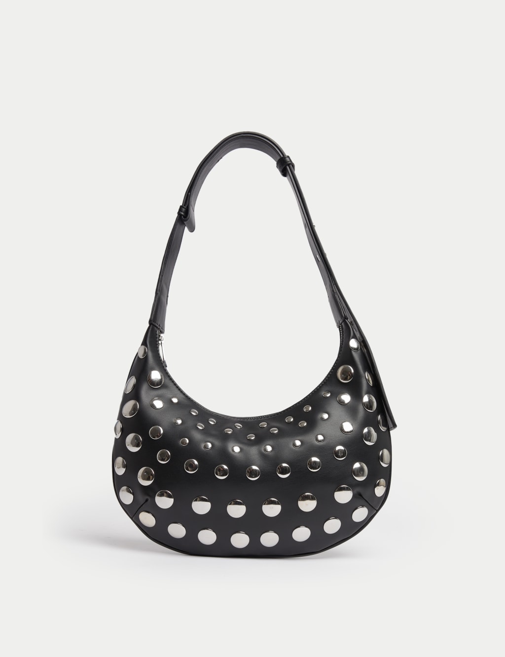 Faux Leather Studded Sling Shoulder Bag
