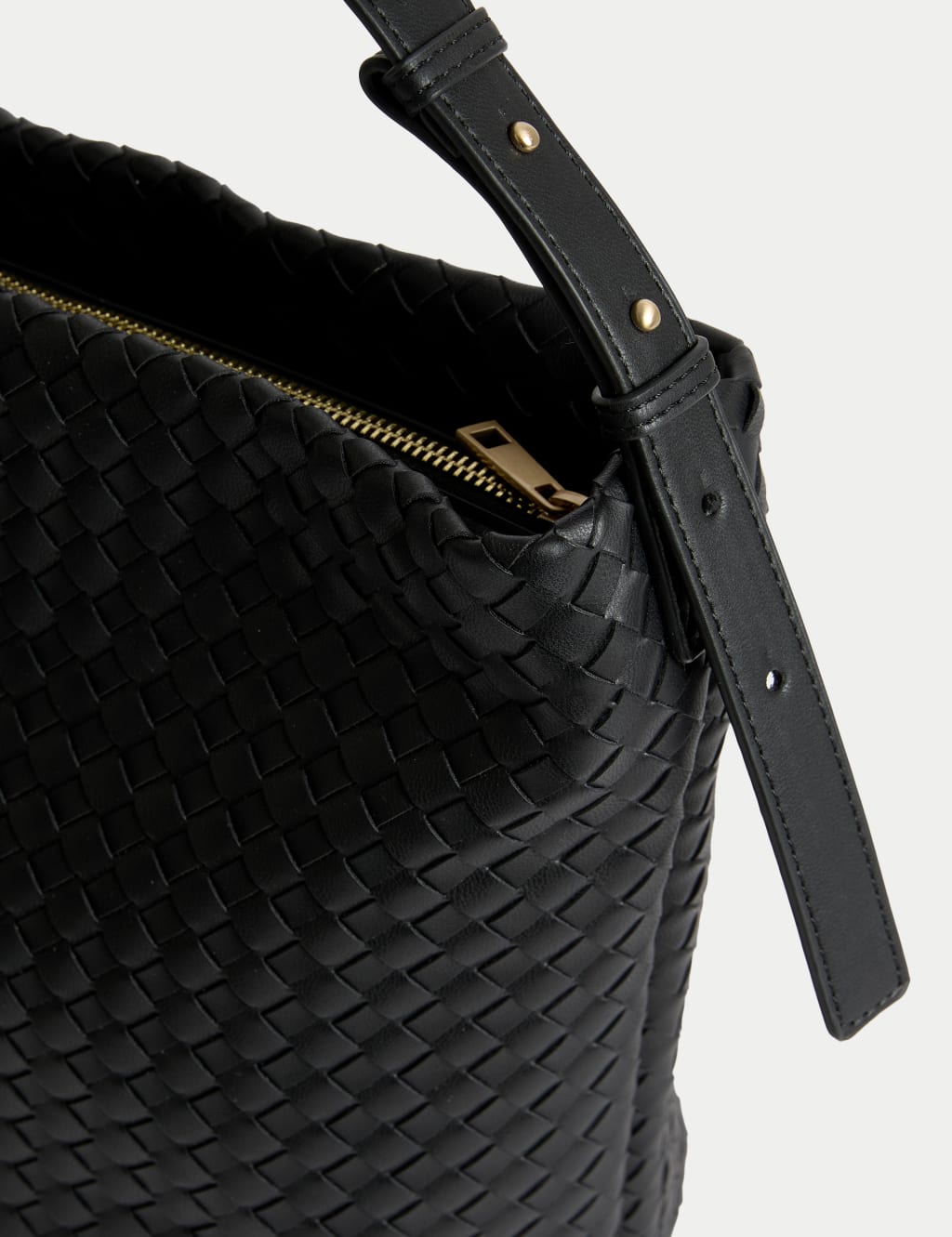 Faux Leather Woven Shoulder Strap 2 of 4