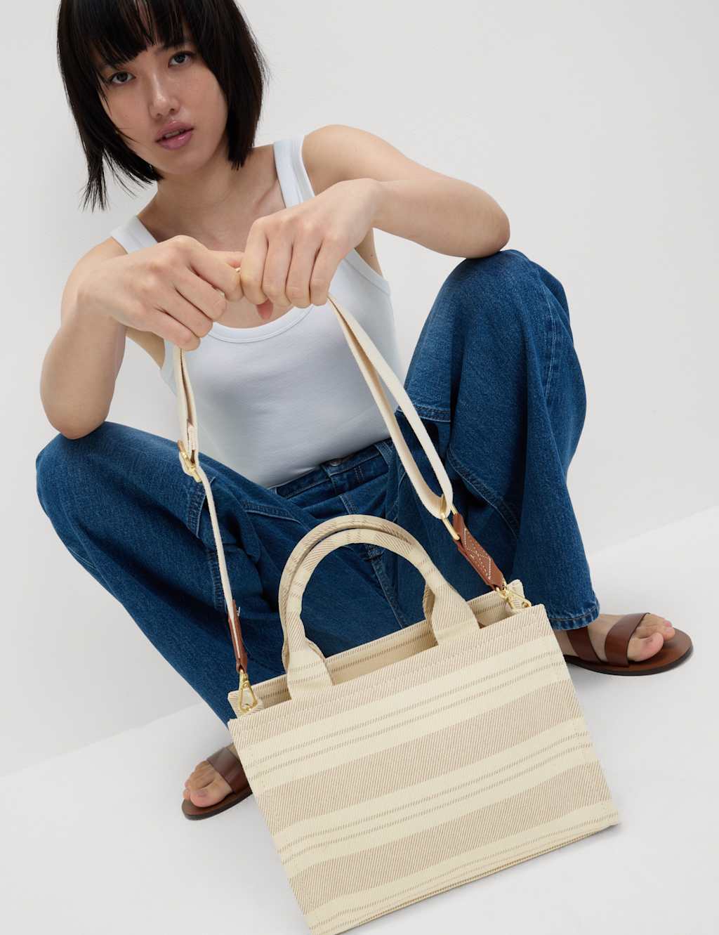 Pure Cotton Striped Cross Body Bag 6 of 6