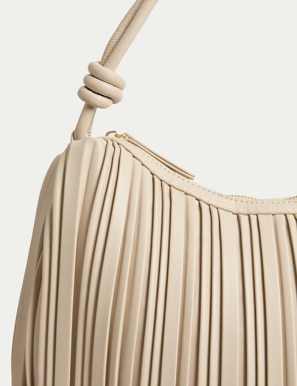 Faux Leather Pleated Top Handle Shoulder Bag 3 of 5