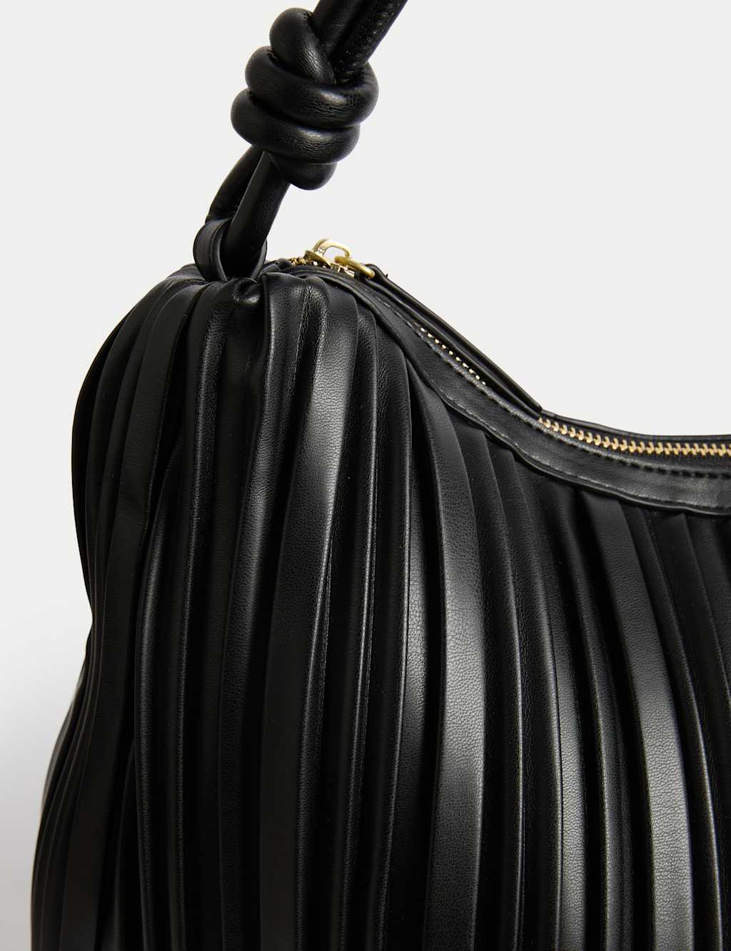 Faux Leather Pleated Top Handle Shoulder Bag 3 of 5